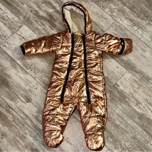 Steve Madden Metallic Rose Gold Baby Bunting Snow Suit size 6-9 months